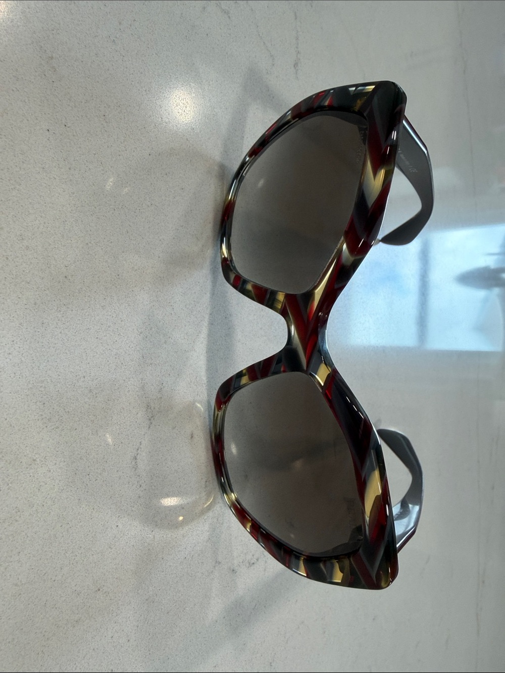 Prada Women’s Tortoise Frame with Burgundy Temples Sunglasses - Picture 2 of 7